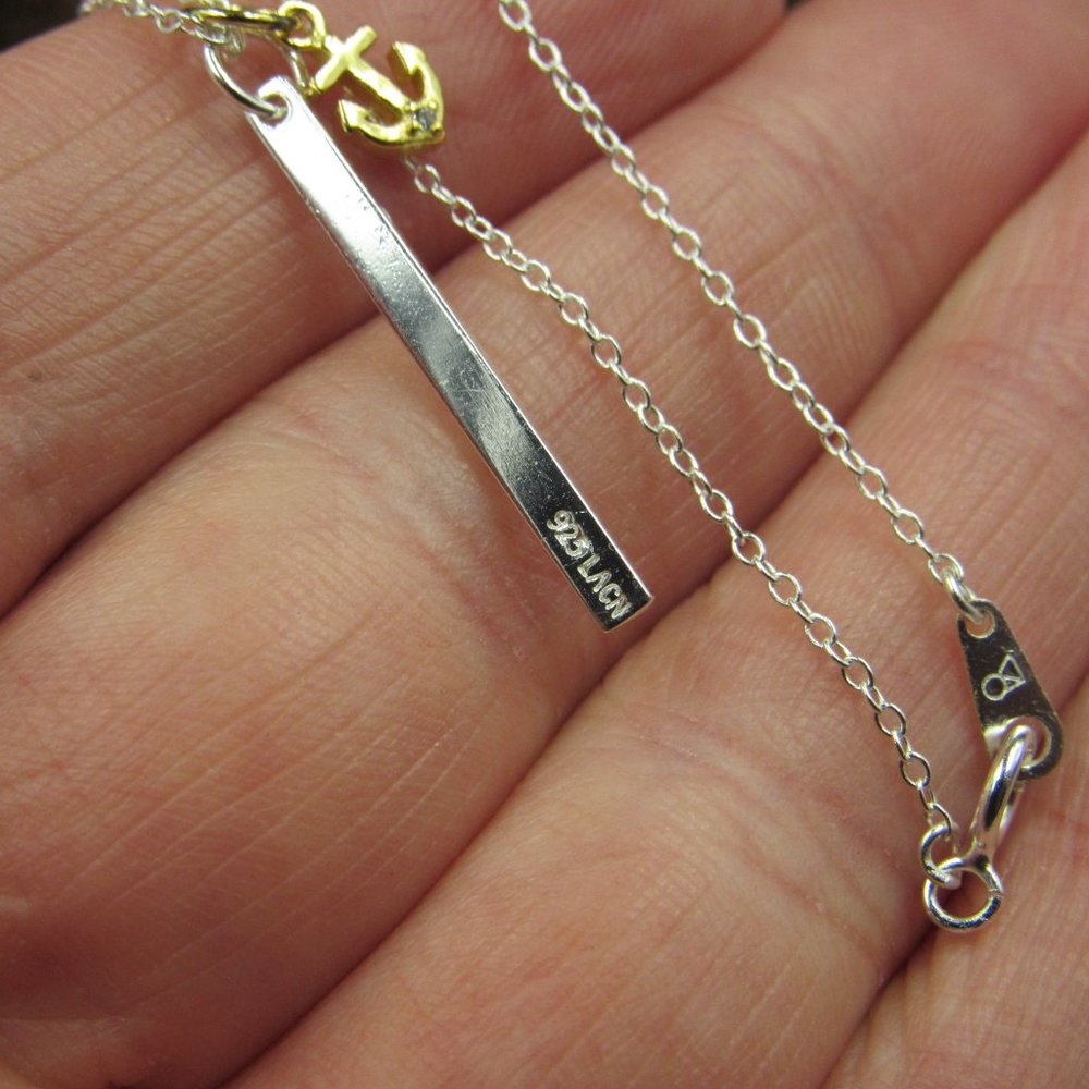 18 Sterling Silver Strength Word Bar Pendant Necklace… Gem